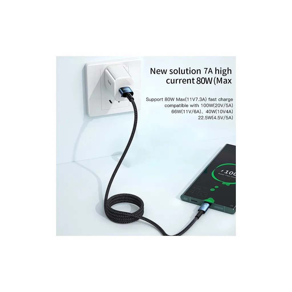 Дата кабель USB 2.0 AM to USB-C 2.0m 100W blue Essager (EXC7A-CGA03-P) - фото 5