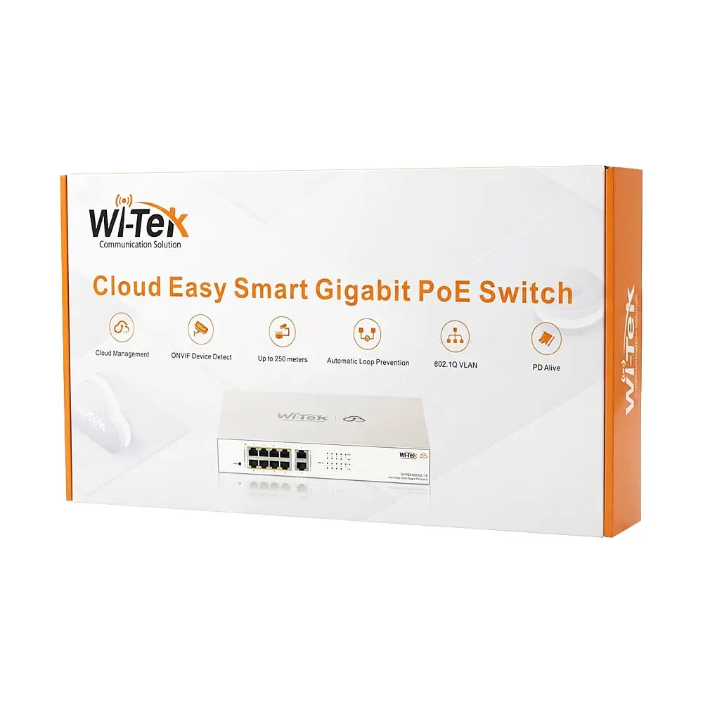 PoE-комутатор 10-портовий керований Wi-Tek WI-PCES310G гігабітний 8x1000Mbps PoE+, 2x1000Mbps Uplink, 110W, Cloud, ONVIF (73-00252) - фото 10