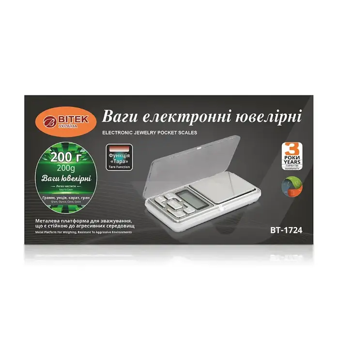 Карманные ювелирные электронные весы 200 гр 0,01гр BITEK BT-1724 - фото 5