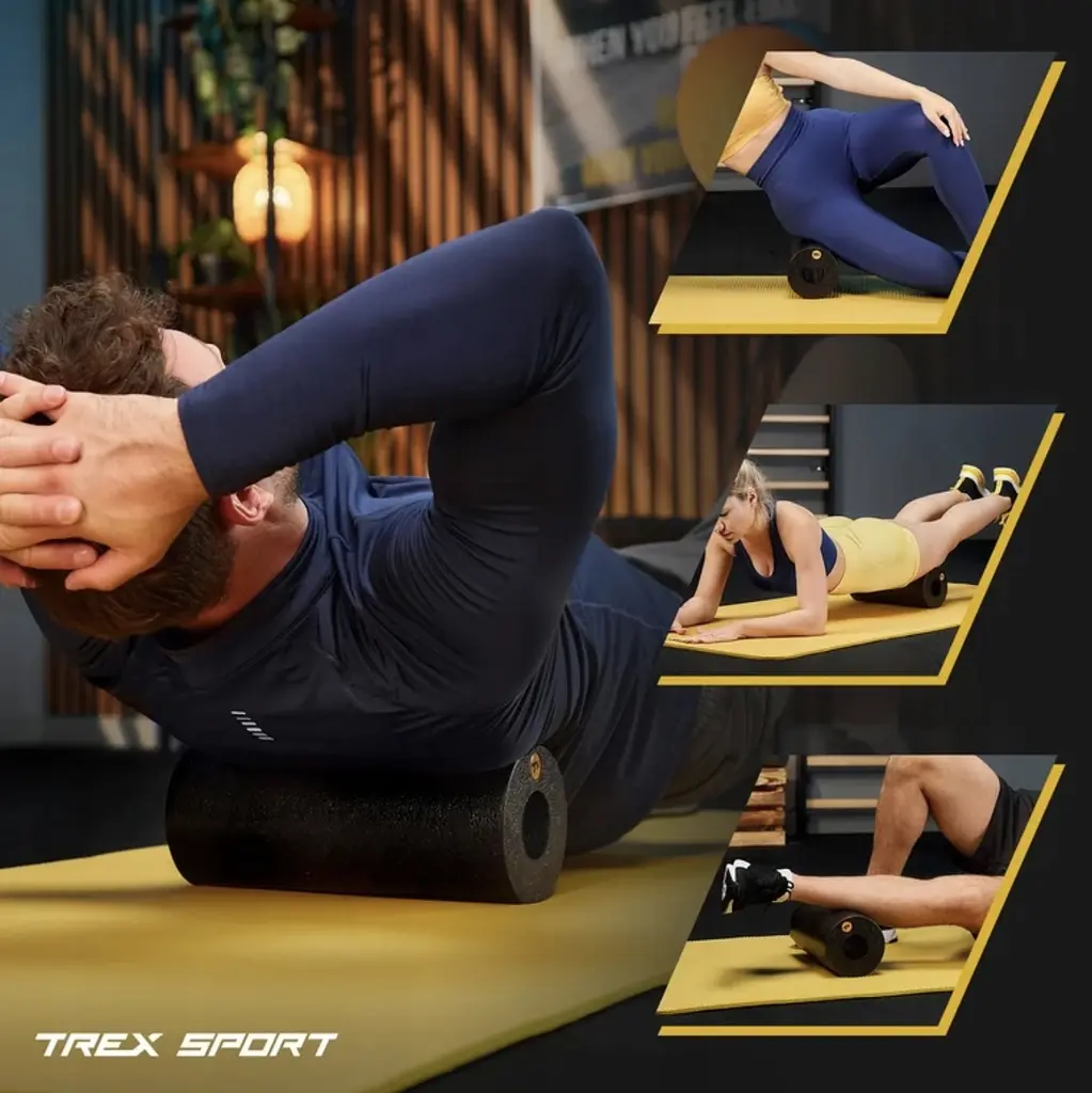 Роллер масажер гладкий Trex Sport TX-033EPR EPP 33см чорний - фото 13