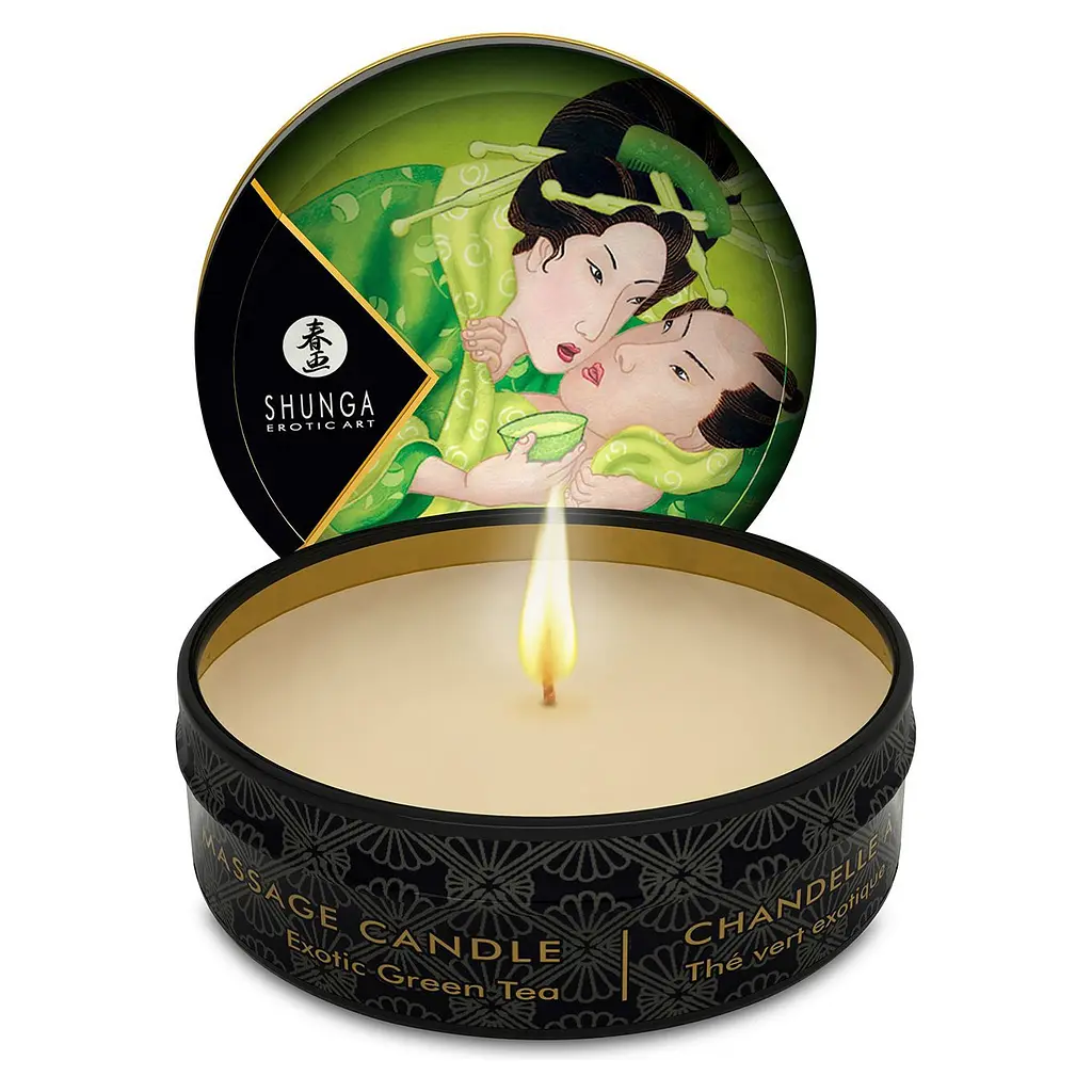 Масажна свічка Shunga Mini Massage Candle - Exotic Green Tea (30 мл) з афродизіаками Shunga SH046114; SO2521 102501