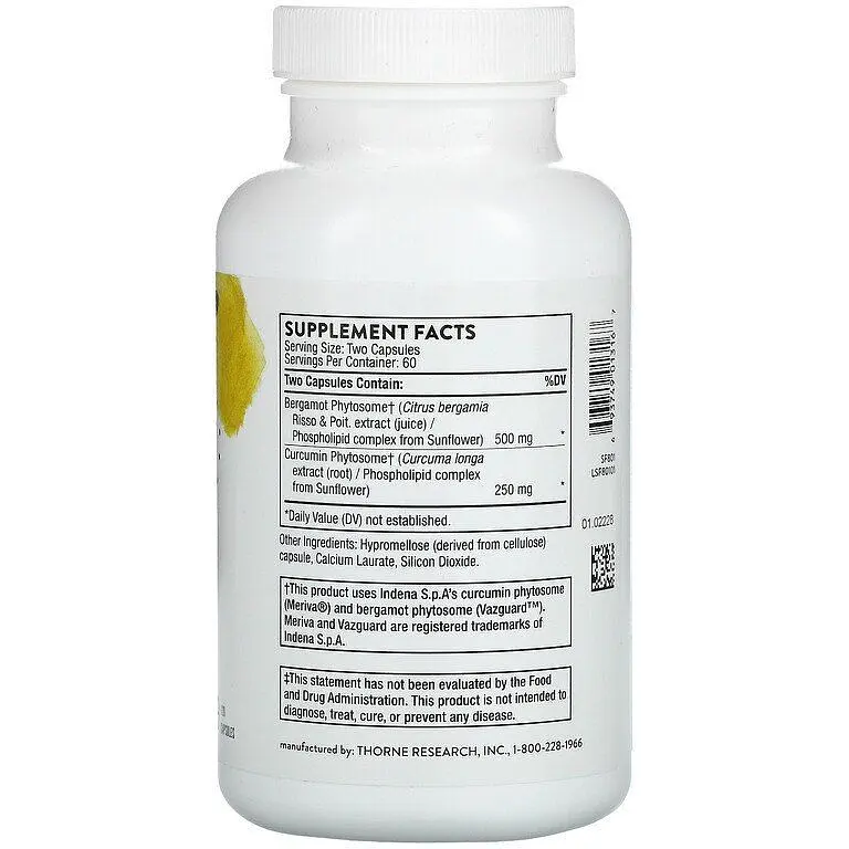 Формула для поддержания метаболизма Thorne Metabolic Health с бергамотом и куркумой 120 капсул - фото 2