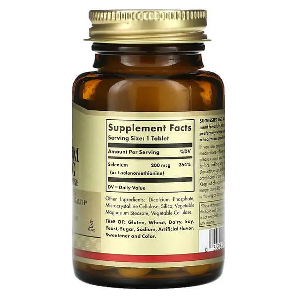 Селен Selenium Yeast-Free 200 mcg 100 таблеток Solgar vit0004973 - фото 2