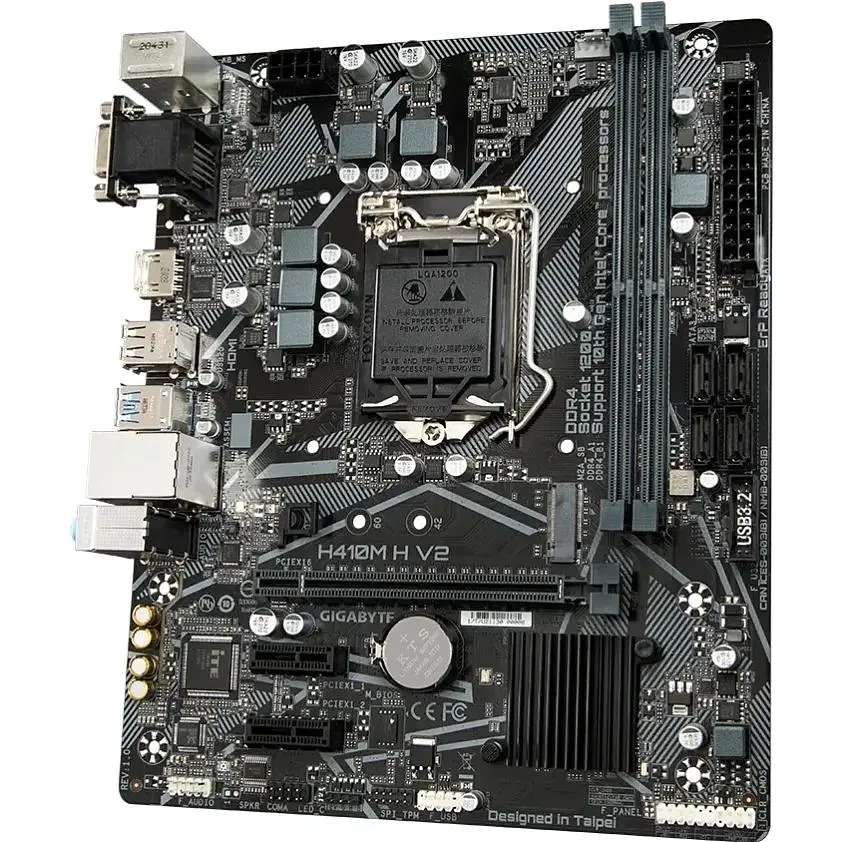 Материнська плата Gigabyte H410M H V2(1200/H470, 2xDDR4, 1xPCIex16, VGA, HDMI, 4xSATAIII, GLan, 7.1ch, mATX) - фото 3