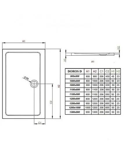 Душевой поддон Radaway Laros D 100x90 SLD91017-01 - фото 3