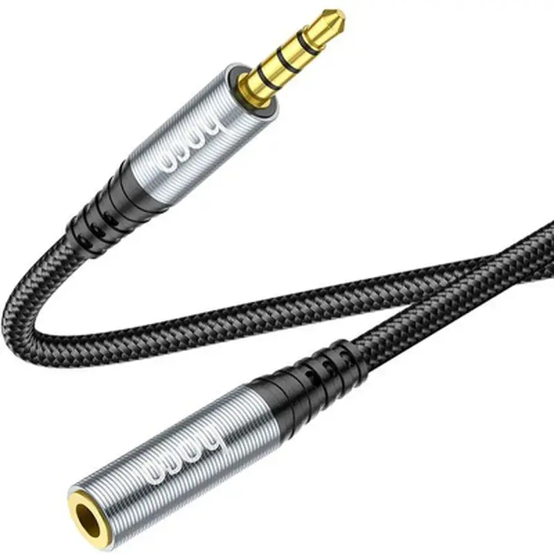 Кабель мультимедійний 3.5mm M to 3.5mm F 1.0m Gray HOCO (6931474762153) - фото 3