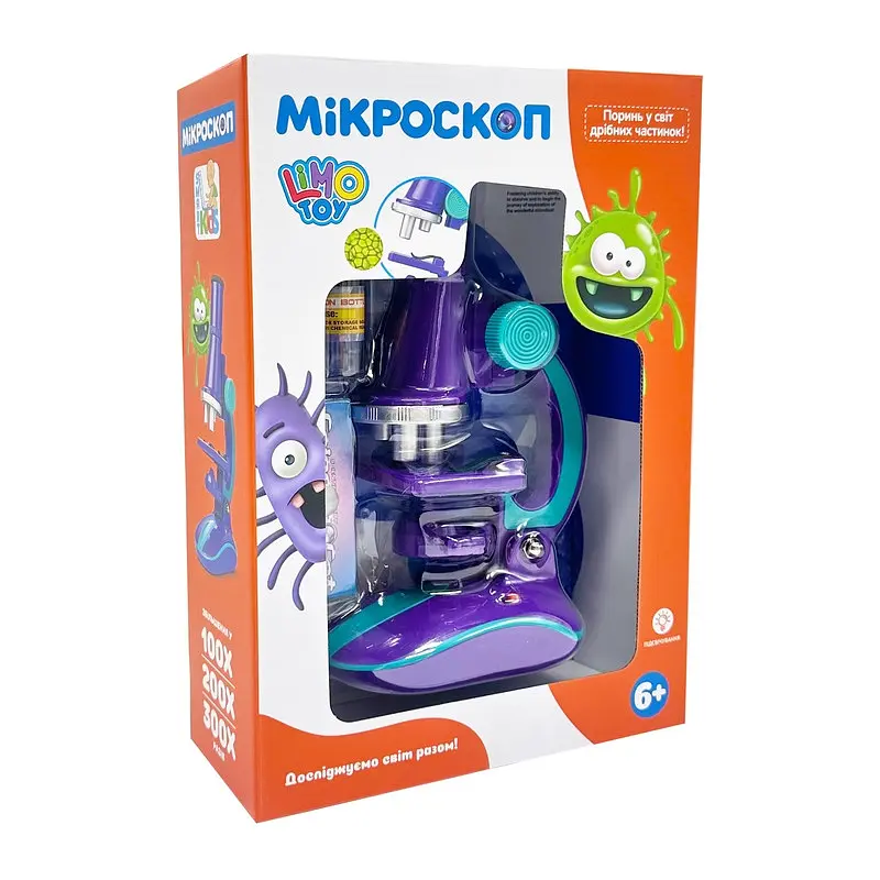Дитячий мікроскоп Limo Toy SK 0006(Violet) світло, 19,5 см, 2 пробірки, скло - фото 2
