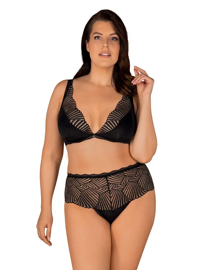 Комплект білизни Obsessive Klarita 2XL/3XL чорний - фото 2