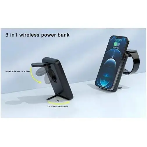 Магнітний павер банк Foldable Magnetic Wireless Charger with зарядний 2-in-1 5000mAh power bank D8 - фото 2