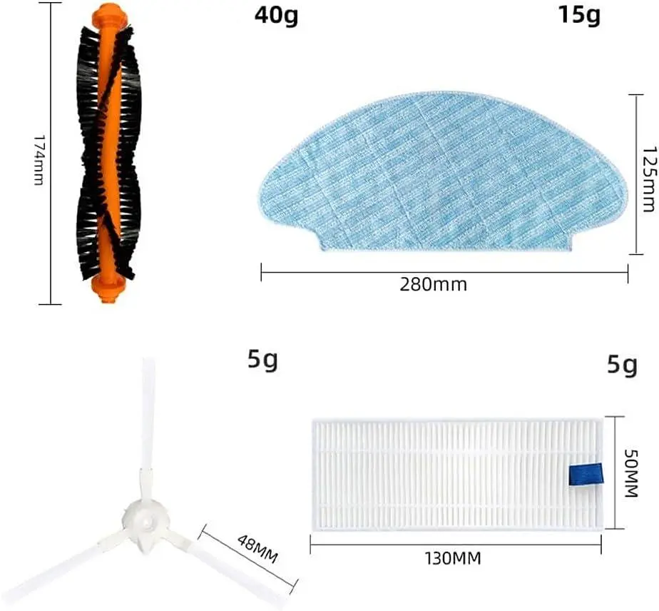 Набор на робот пылесос Tefa/Rowenta Explorer / X-Plorer (основная щетка, hepa фильтра, боковые щетки, тряпки) - фото 2