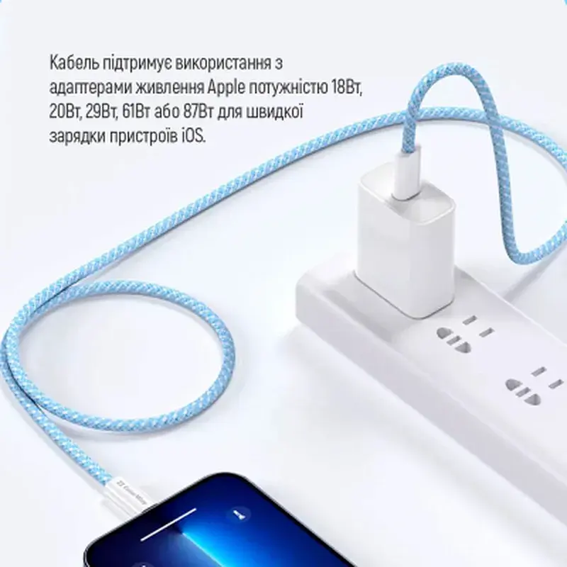 Дата кабель USB-C to Lightning 1.0m 27W blue ColorWay (CW-CBPDCL061-BL) - фото 11