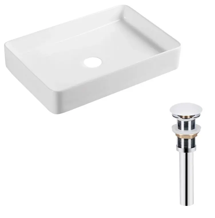Комплект Qtap Tern: Раковина накладна прямокутна 600x400x110 мм WHITE + Донний клапан PU02 (QT17112174WN47303)
