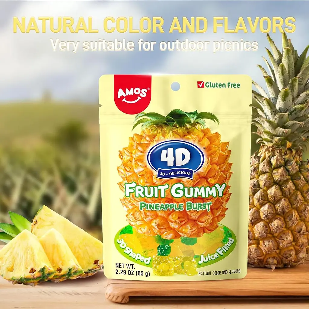 Желейні цукерки Amos 4D Fruit Gummy Pineapple Burst 65г - фото 3