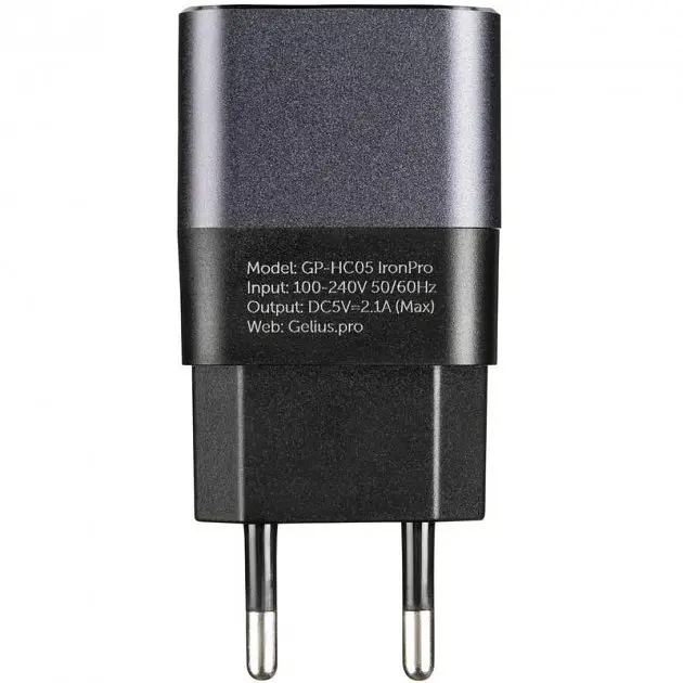 Сетевое зарядное устройство для Gelius Pro Iron GP-HC05 2USB 2.1 A Black/Grey - фото 2
