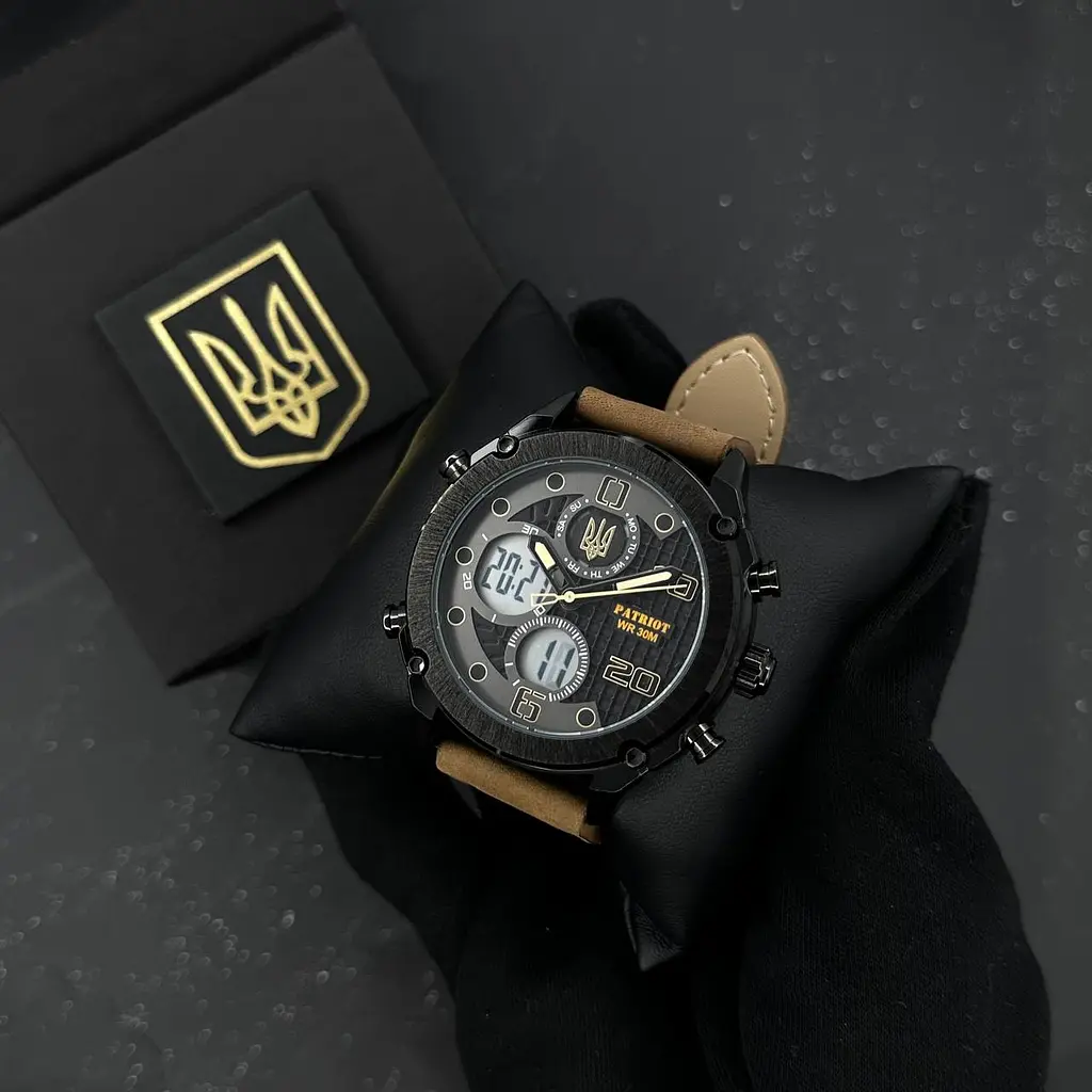 Чоловічий наручний годинник 017BKBR Тризуб золото Black-Brown Patriot acs0030989 - фото 3