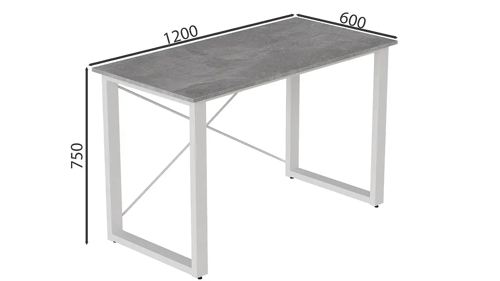 Письмовий стіл Ferrum-decor Драйв 750x1200x600 Білий метал ДСП Бетон 16 мм (FRD-103128) - фото 3