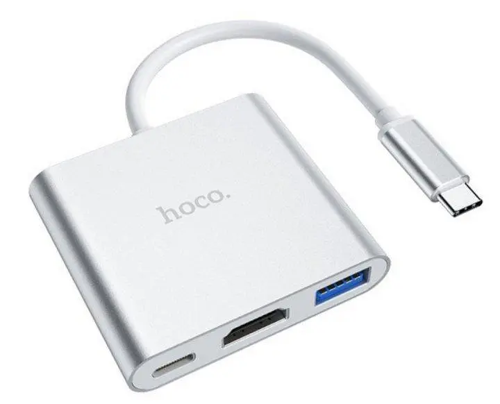 USB Хаб Hoco HB14 Type-C USB 3.0 Silver - фото 5
