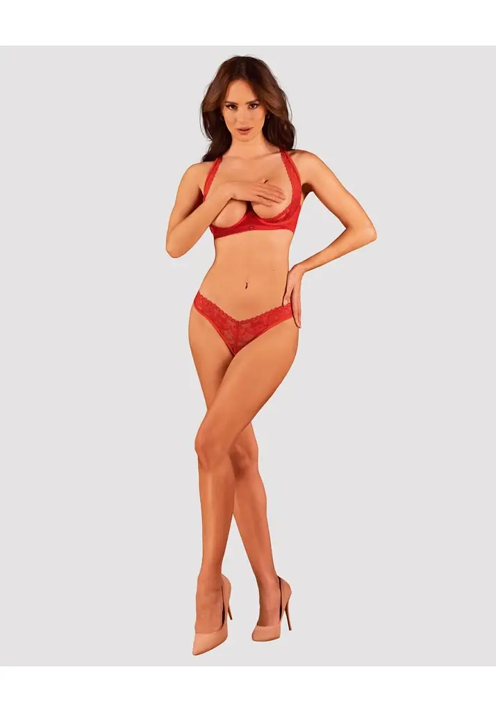 Комплект білизни Obsessive Lacelove XS/S червоний - фото 5