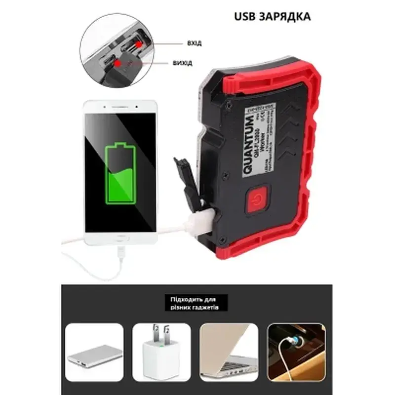 Робочий ліхтар Quantum Worklight Worker 15W COB+LED з функцією Power Bank (QM-FL2030) - фото 4