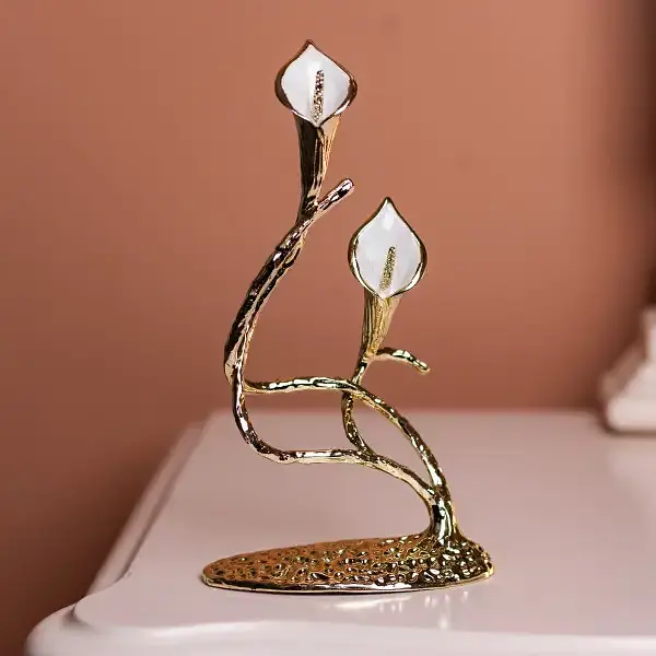 Декоративна фігурка Yiwu Calla Lilies 14х8х25 см металева статуетка колекційна для дому квітка калли декор на камін HP-7-19 - фото 2