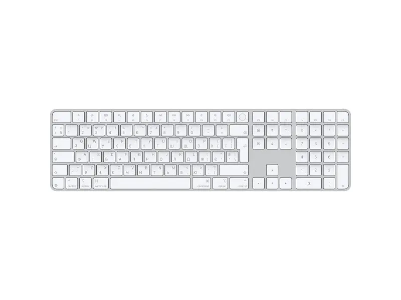 Клавіатура Apple Magic Keyboard with Touch ID and Numeric Keypad for Mac with silicon USB-C White Keys (MXK73)