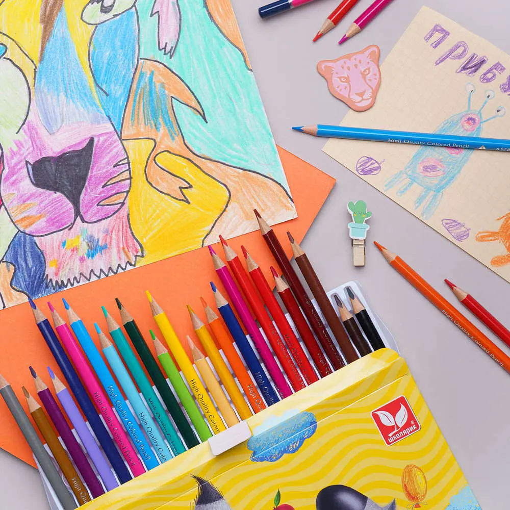 Олівці кольорові Школярик з точилкою 24 кольори (312110003-UA) - фото 3