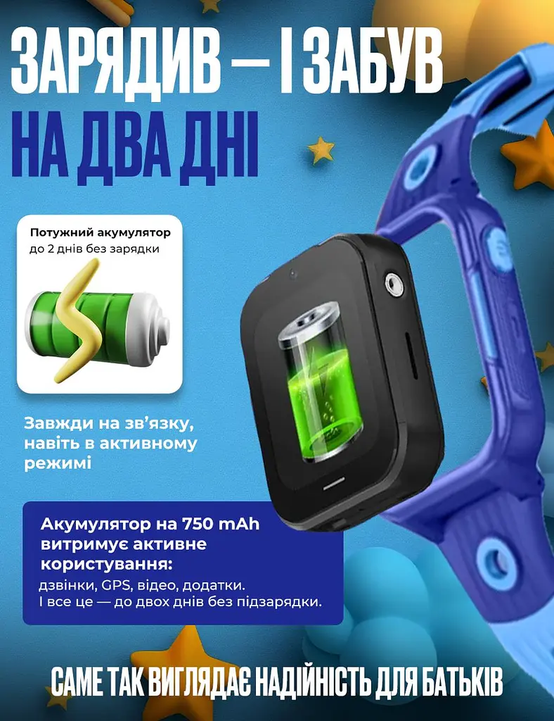 Дитячий смарт годинник D38 з SIM картою, GPS, прослуховуванням, відеодзвінком,  4G  Play Market, Операційна система Android OS Синій - фото 5