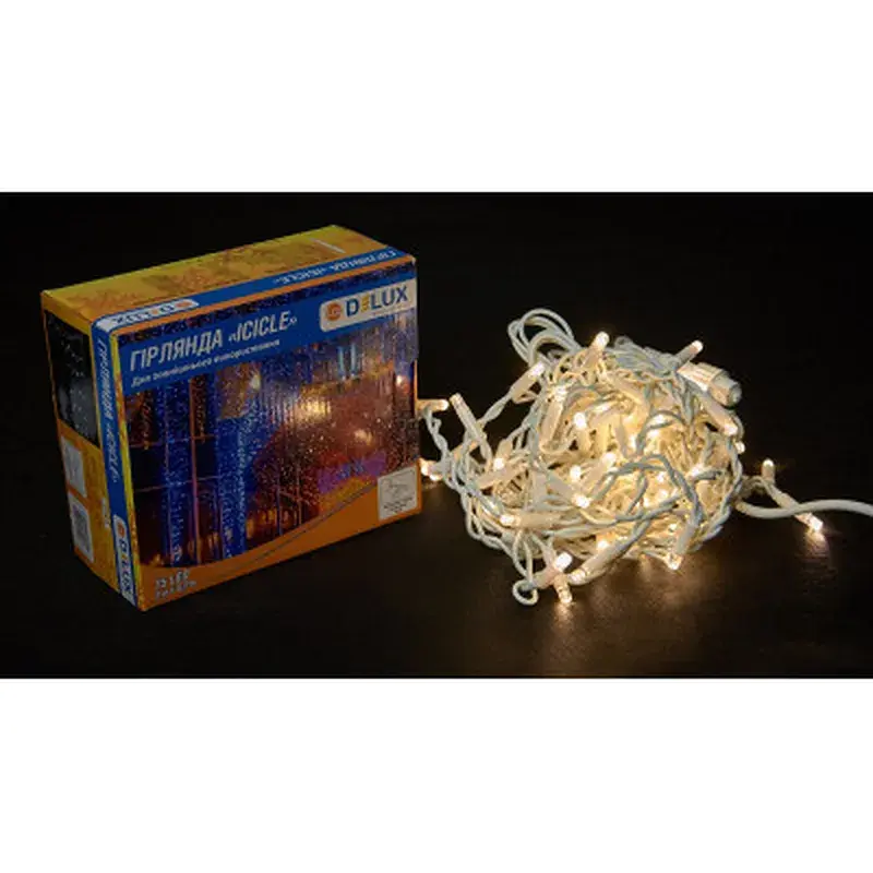 Гірлянда Delux ICICLE 75 LED 2 x 0.7 м IP44 EN Теплий білий/білий (90016594) - фото 2