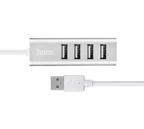 Хаб адаптер Usb Hoco на 4 Usb Line machine HB1 silver 6957531038146 - фото 3
