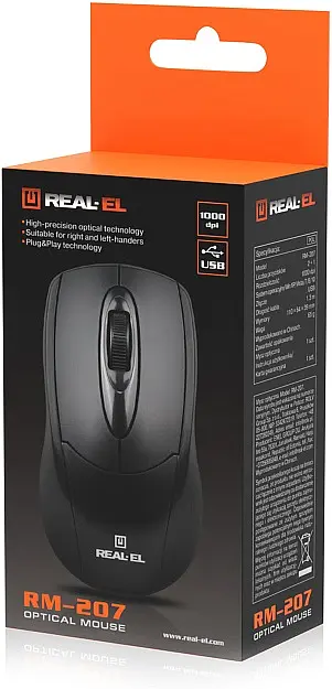 Миша REAL-EL RM-207 USB black - фото 4