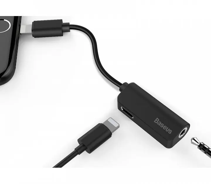 Адаптер Baseus L32 IP Male to 3.5 мм IP Female Adapter черный (CALL32-01) - фото 2