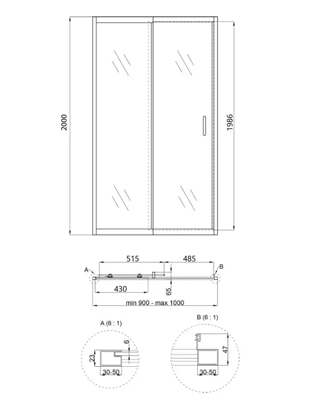 Душові двері в нішу Qtap Taurus CRM209-1.C6 90-100x200 см, скло Clear 6 мм, покриття CalcLess (TAUCRM2091C6) - фото 8