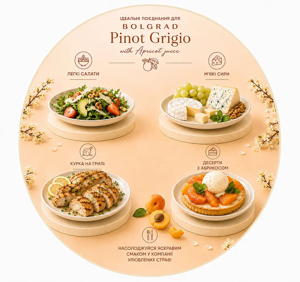 Винний напій Bolgrad Good Year напівсолодкий білий Pinot Grigio with Apricot juice 10% 0.75 л - фото 9