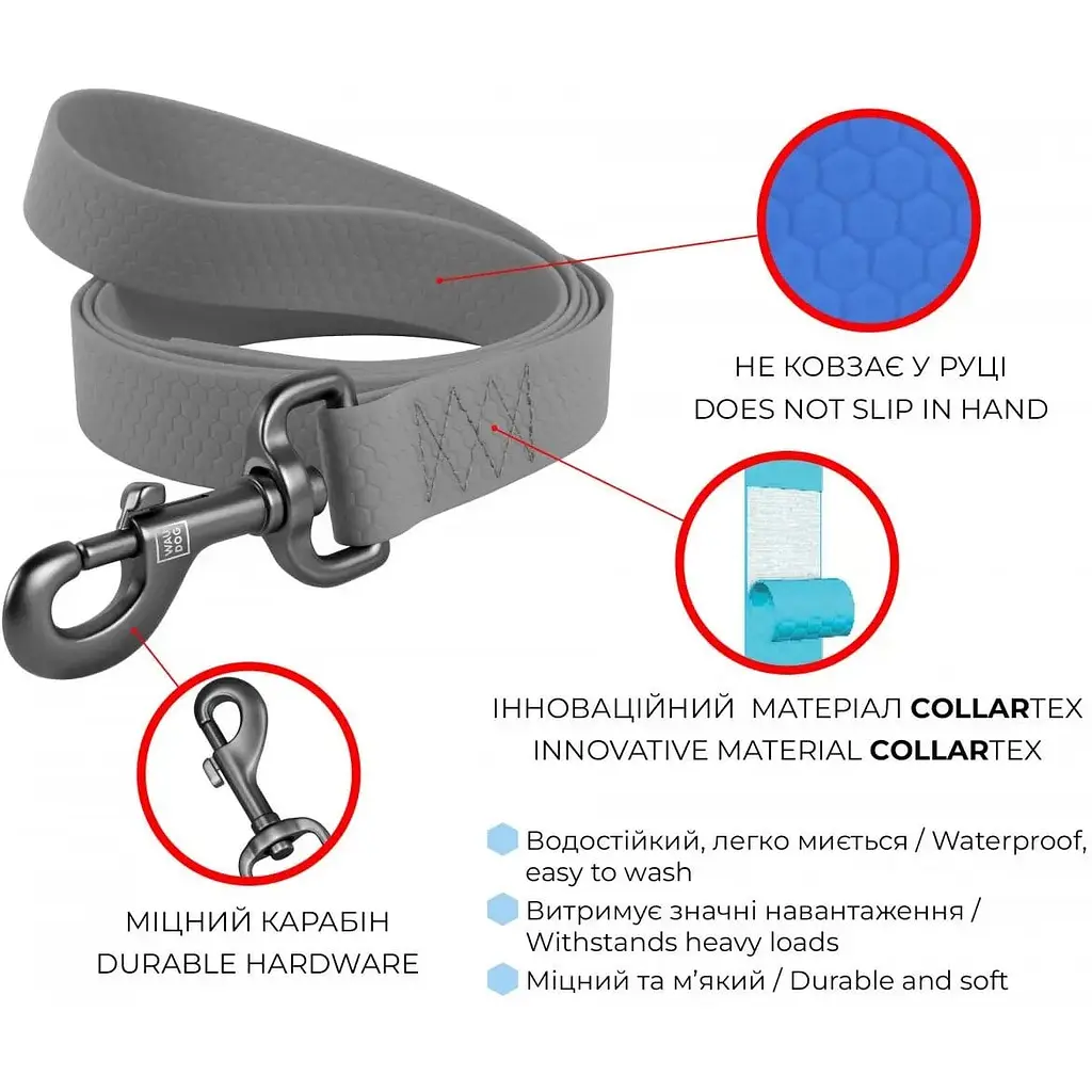 Повідець для собак Waudog Waterproof, водостійкий, M, 305х2 , помаранчевий - фото 3