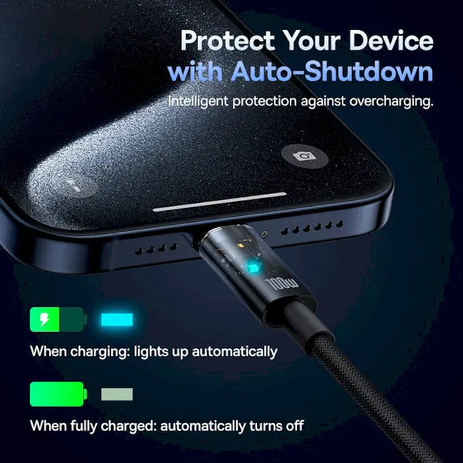 Кабель Baseus Explorer Charging with Auto Shutdown Cable Type-C to Type-C 100W 1m P10319703111-00 Black - фото 4