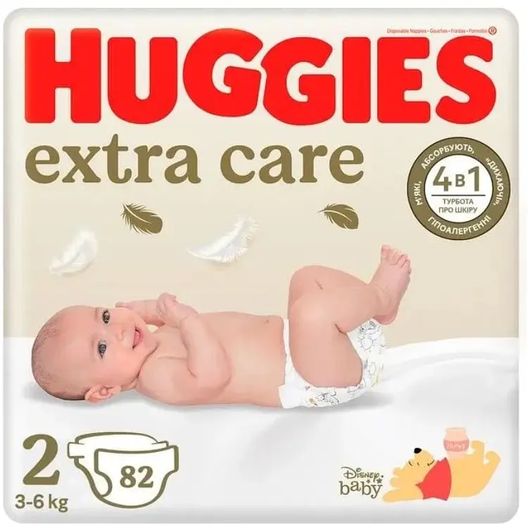 Підгузки Huggies Extra Care Mega 2 (3-6 кг) 82 шт.