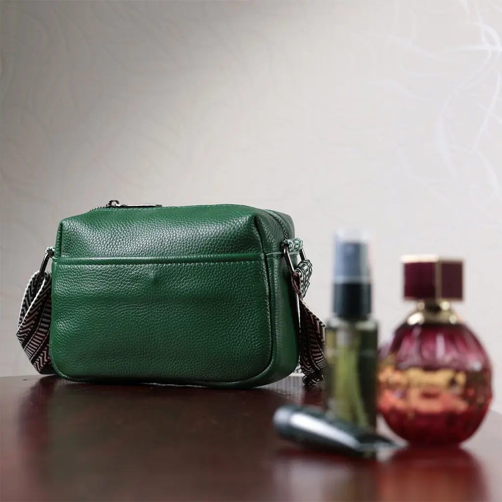 Сумка на одне відділення для стильних жінок із натуральної шкіри Vintage 22603 зелена - фото 10