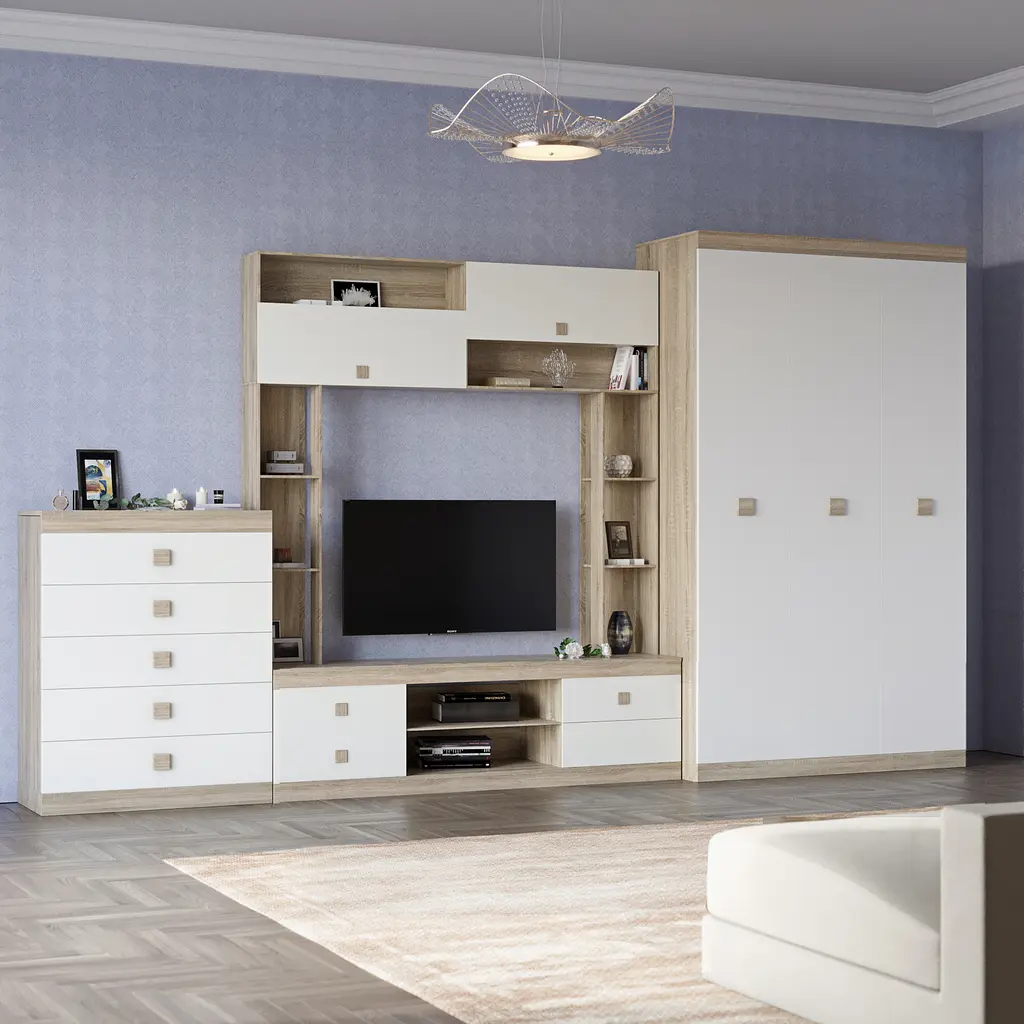 Стінка модульна у вітальню Еверест Соната 1 Сонома/Білий (DTM-2236) - фото 2