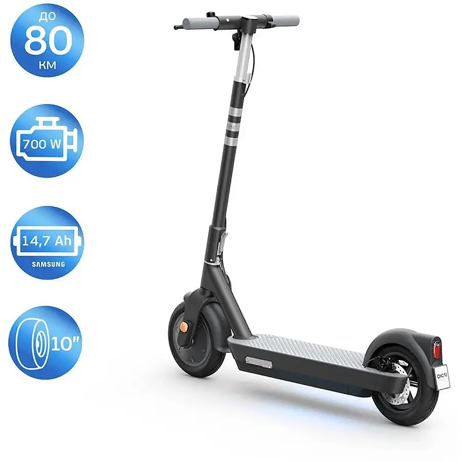 Електросамокат OKAI ES30-NEON PRO складаний 350/700W 14.7Ah швидкість до 25 км/год до 80 км NFC App колеса 10" вага до 100 кг Black - фото 5