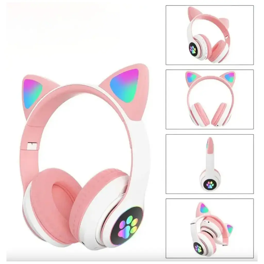 Беспроводные детские наушники Cat Ear VZV-23M Bluetooth с кошачьими ушками розовые - фото 4