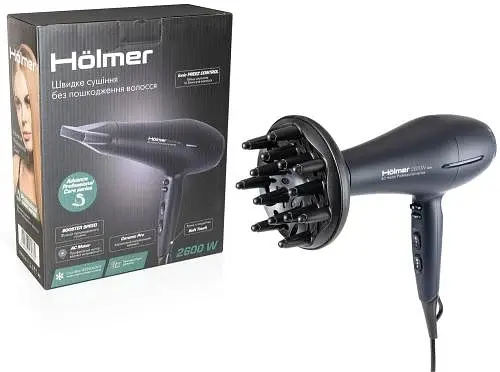 Фен HHD-260I PRO, Black, 2600W Holmer teh0019618 - фото 8