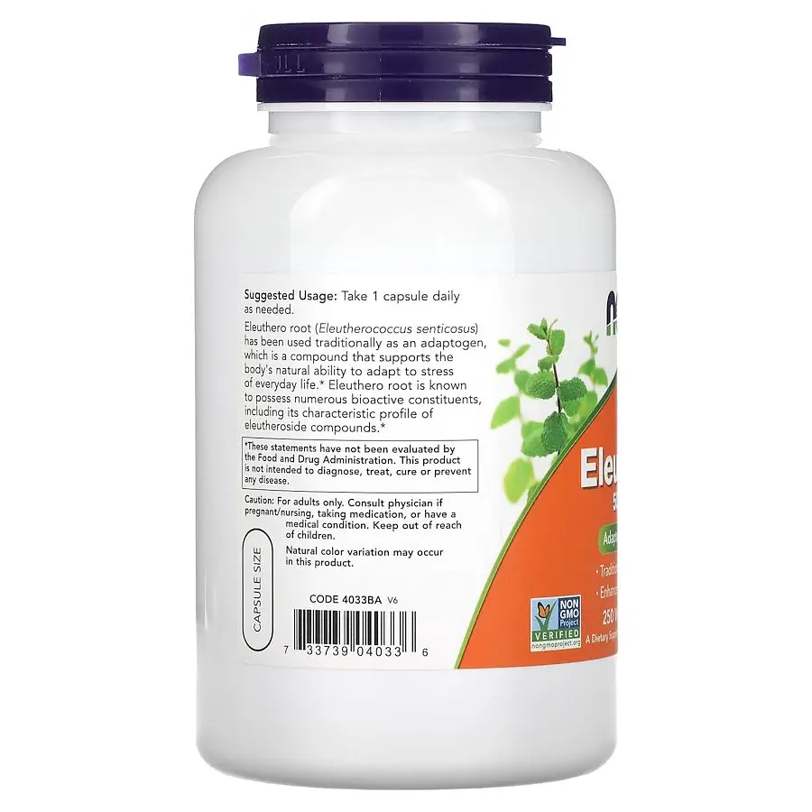 Натуральна добавка NOW Eleuthero 500 mg, 250 вегакапсул - фото 3
