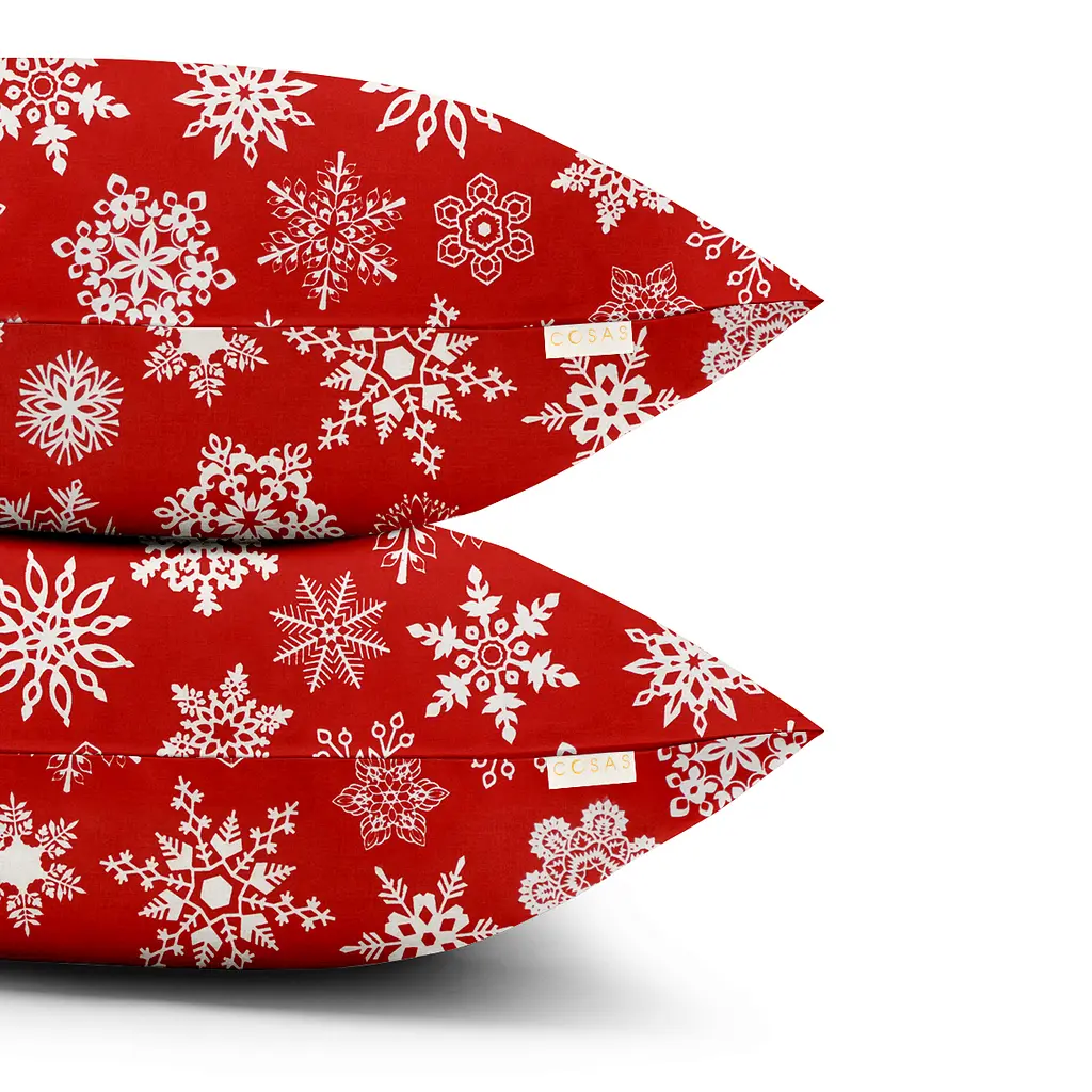 Комплект постільної білизни Cosas євро без простирадла WINTER CS1 200 x 220 см (SnowflakesWhiteRed_200_2) - фото 4