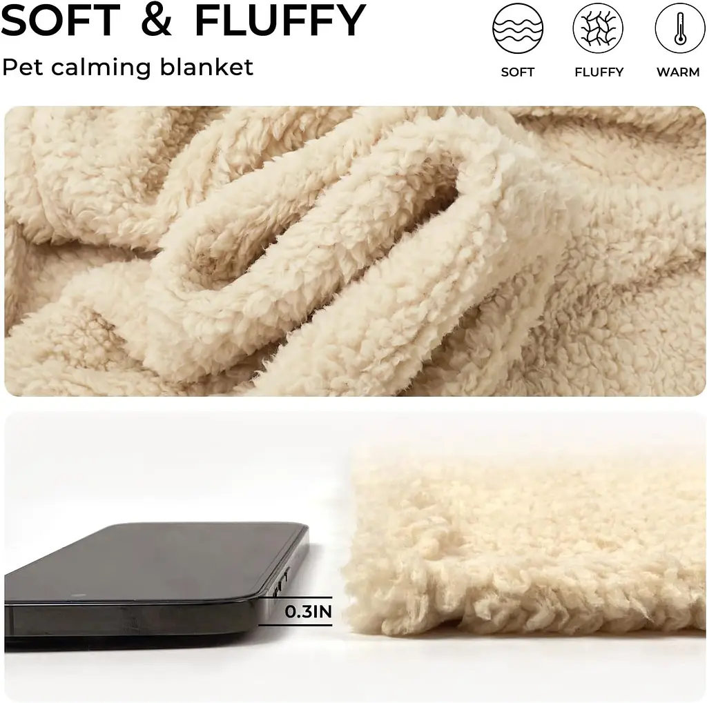 Ковдра для тварин Derby Calming Blankets Fluffy Premium Fleece Бежевий 80х100 см - фото 4