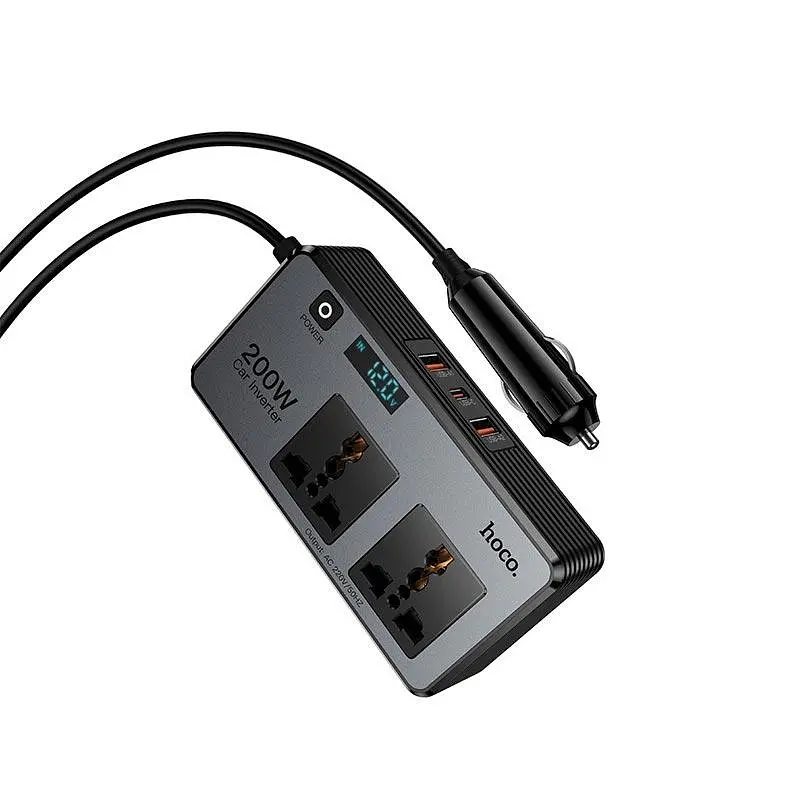 Автомобільний перетворювач напруги HOCO New 2-socket universal (PD66W/1C2A) car inverter Z66
