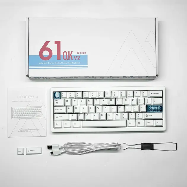 Механическая клавиатура Cidoo QK61 V2 60% (61 клавиша), Белый - фото 5