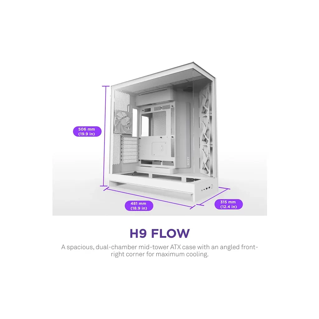 Корпус для ПК NZXT H9 Flow Dual-Chamber All White (CM-H92FW-01) - фото 2