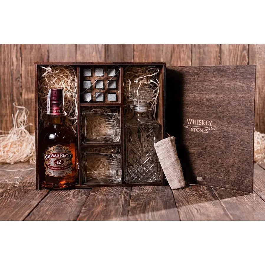 Подарунковий набір Whiskey Stones камені для віскі 9 штук + інструкція + мішечок для зберігання + щипці + декантер і 2 склянки - фото 5