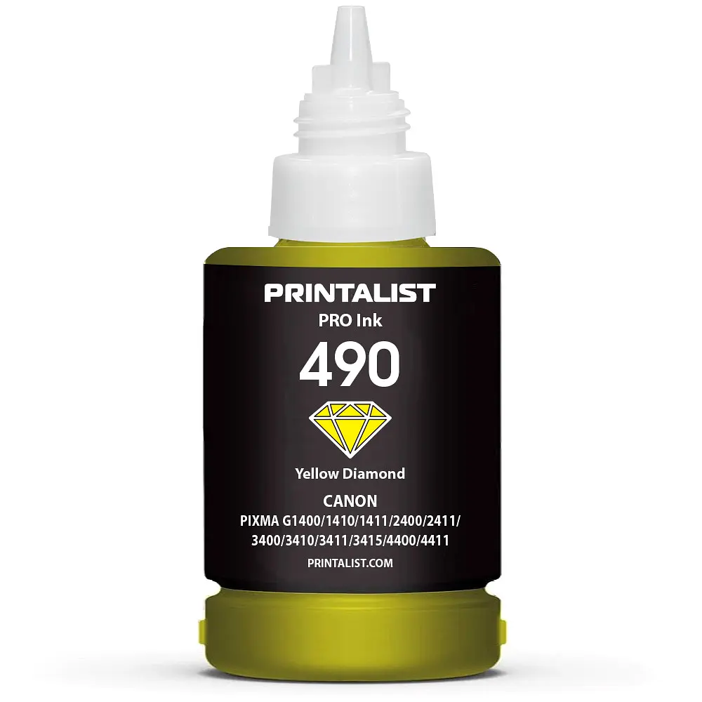 Чорнило PRINTALIST GI-490 для Canon G1400/G2400/G3400 140г Yellow водорозчинне (PL490Y) - фото 3