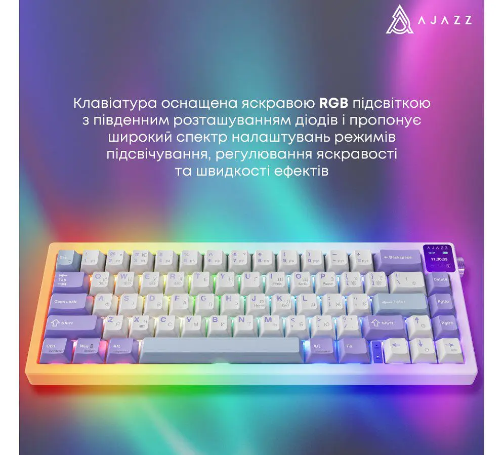 Клавіатура ігрова механічна бездротова Ajazz AK-650WP White-Purple RGB Flying Fish Switch Hot-Swap - фото 16